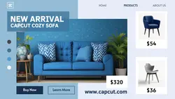 Furniture New Arrival Sofa Web Layout Blue White