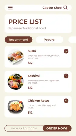 Food Japanese Traditional Menu Instagram Story