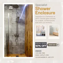 Flat Design Minimalis Business Specialist Shower  Enclosure design Instagram post