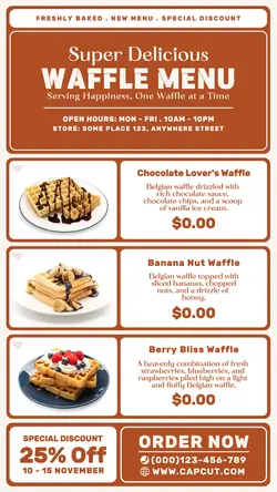 delicious waffle menu instagram story