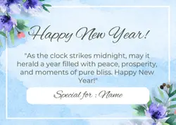 Non-marketing, Personalized Card, Blue watercolor Happy New Year
