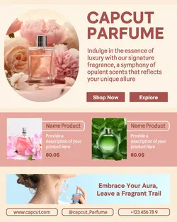 Beauty and Personal Care, Perfume Cosmetics Portrait Instagram form design for promotion