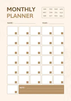 Non-marketing Planner & Schedule Brown Aesthetic Minimalist