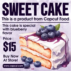 Food Sweet Cake Product Display Instagram Post Purple Watercolor Modern