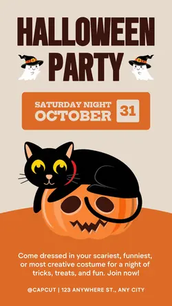Beige and Orange Halloween Party Instagram Story