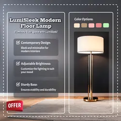 E-commerce Household LumiSleek Modern Floor Lamp Product Callout