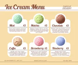 Yellow Ice Cream Menu Facebook Post