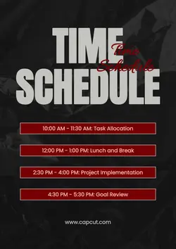 Non-Marketing Time Schedule Black Modern