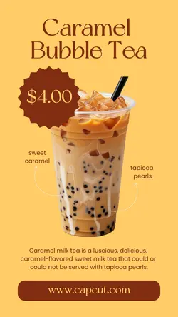 Beverages Bubble Tea Menu Display Instagram Story
