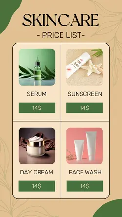 Beauty Price List Instagram Story