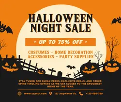 Halloween Night Sale Poster Promotion FB Post