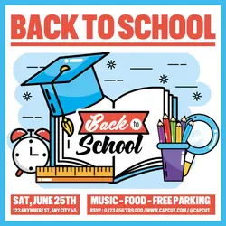 Back To School Event Promotion Instagram Post Blue Orange Flat Modern