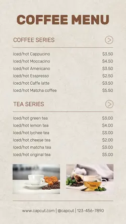 Coffee Menu Instagram Story