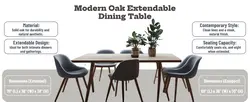 E-commerce Detail Page Modern Oak Extendable Dining Table