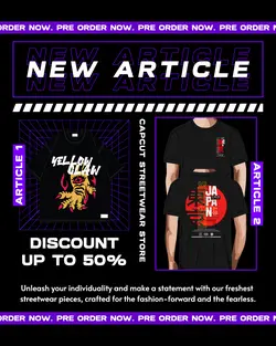 Fashion Industry Streetwear New Article Black And Purple Instagram Post