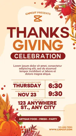 Thanksgiving Fall Celebration Party Invitation