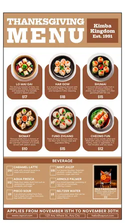 Thankgiving Menu Instagram Story