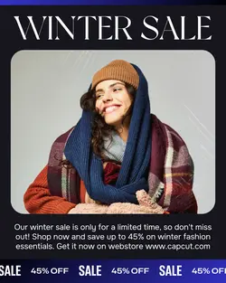 Black and Blue Winter Fashion Sales Instagram Post