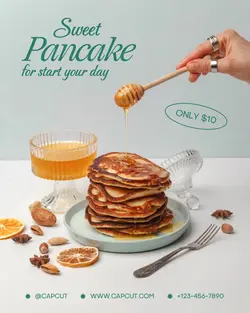 Green Mint Modern Pancake Promo Instagram Post