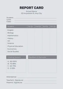 Non-marketing Report Card