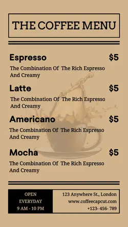 The Coffee Menu Instagram Story