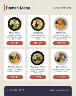 Food Ramen Menu