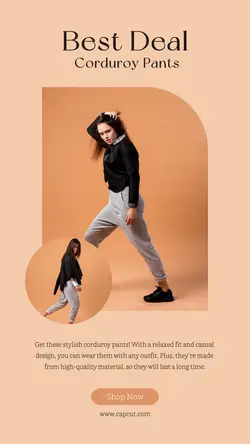 Fashion Corduroy Pants Sale Instagram Story
