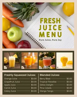 fresh juice menu instagram post
