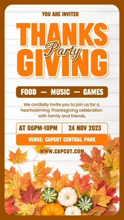 Thanks Giving Party Instagram Story
