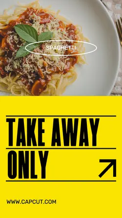 Food Spaghetti Take Away Instagram Story Yellow Minimalist