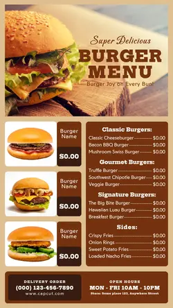 super delicious burger menu instagram story