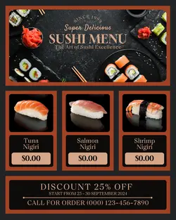 super special sushi menu instagram post