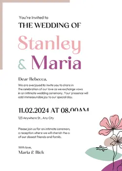 Non-Marketing Invitation Card Pink Purple