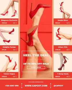 Sexy red high heels promotion for social media post