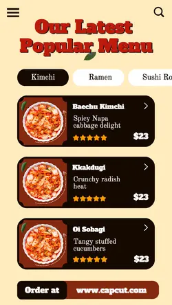 Popular Menu Display Instagram Story