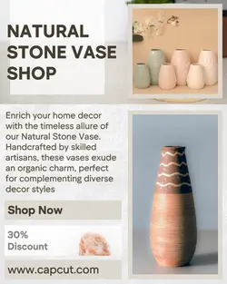 Natural stone vase decorative business template design for Instagram business portrait promotion
