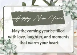 Non-marketing, Personalized Card, Green flowers Happy New Year