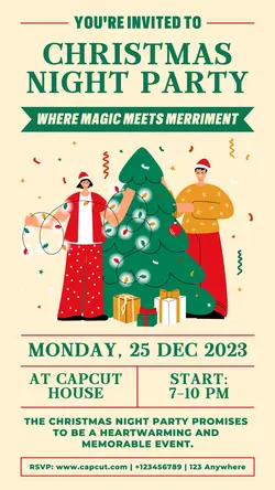 Christmas Night Party Poster Invitation TikTok