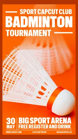 Sport Badminton Tournament Promotion Instagram Story Orange Flat Modern