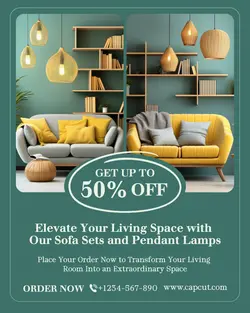 Furniture Sofa Sets and Pendant Lamps Promotion Instagram Portrait