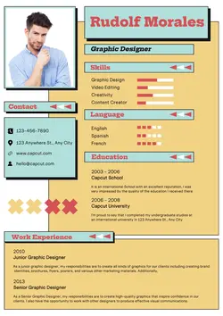 Business Resume Graphic Designer Retro Style