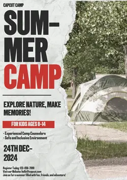 Non-marketing Summer Camp White Minimalist