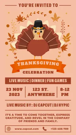 Thanksgiving Day Party Poster Invitation IG Story