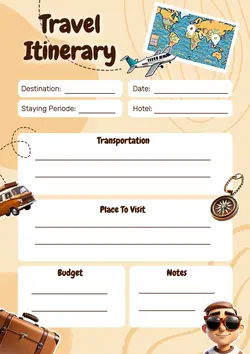 Non-Marketing Planner & Schedule Itinerary Travel