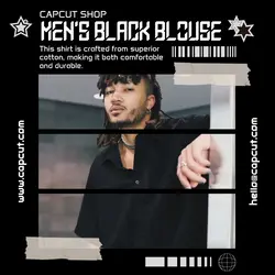 Fashion Black Men's Blouse Display Product Instagram Post