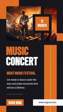 Black Orange Modern Music Concert Instagram Story