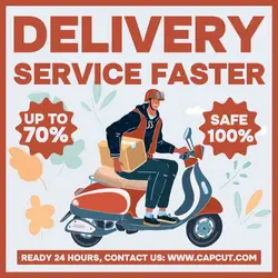 Delivery Service Faster Promotion Instagram Post Orange Flat Modern