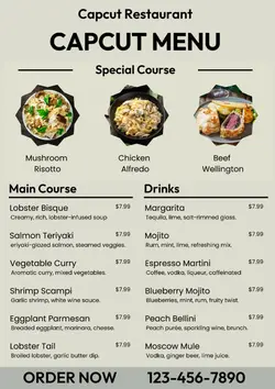 Restaurant New Menu Minimalist