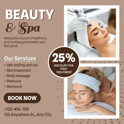Beauty and spa promotion light brown instagram post