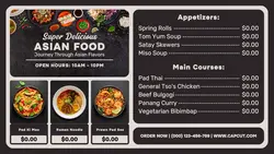 asian food menu twitter post